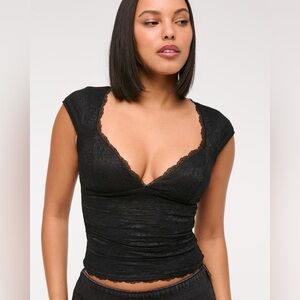 Abercrombie & Fitch Black Bra-Free Lace Top